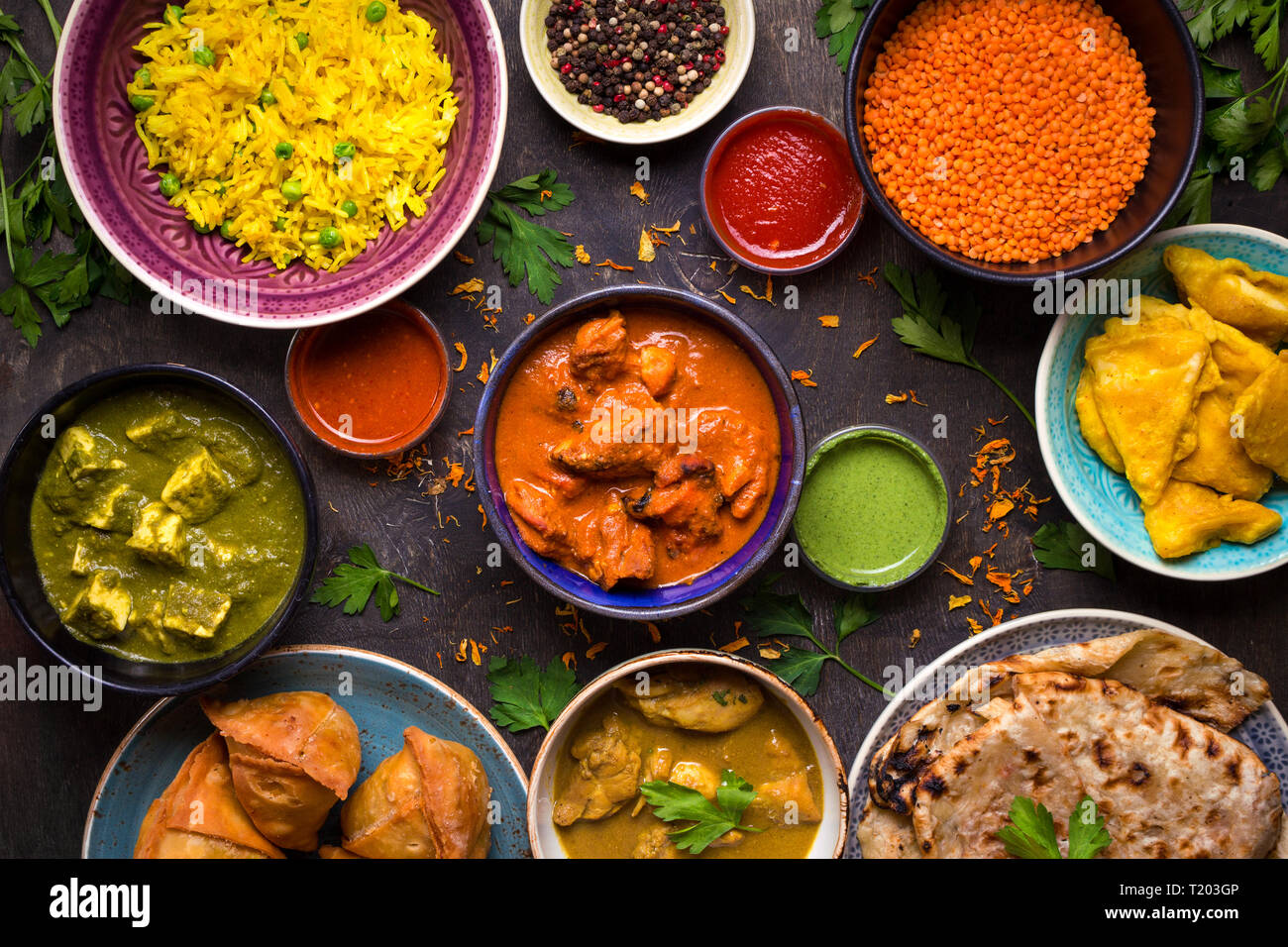 Assorted Indian food Banque D'Images