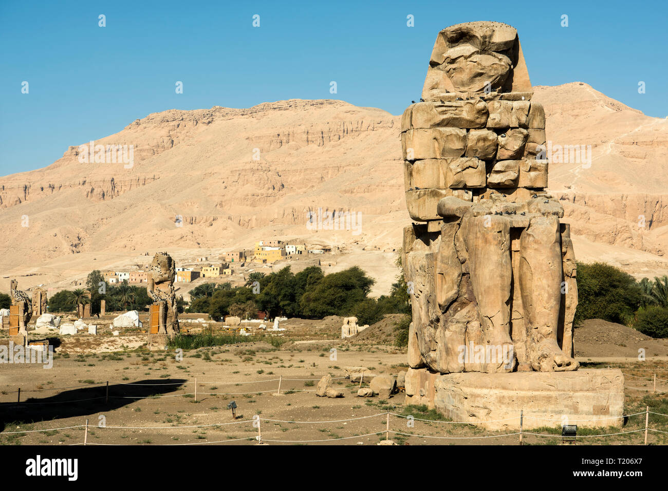 Egypte, Luxor, Westbank, Memnonkolosse, Banque D'Images
