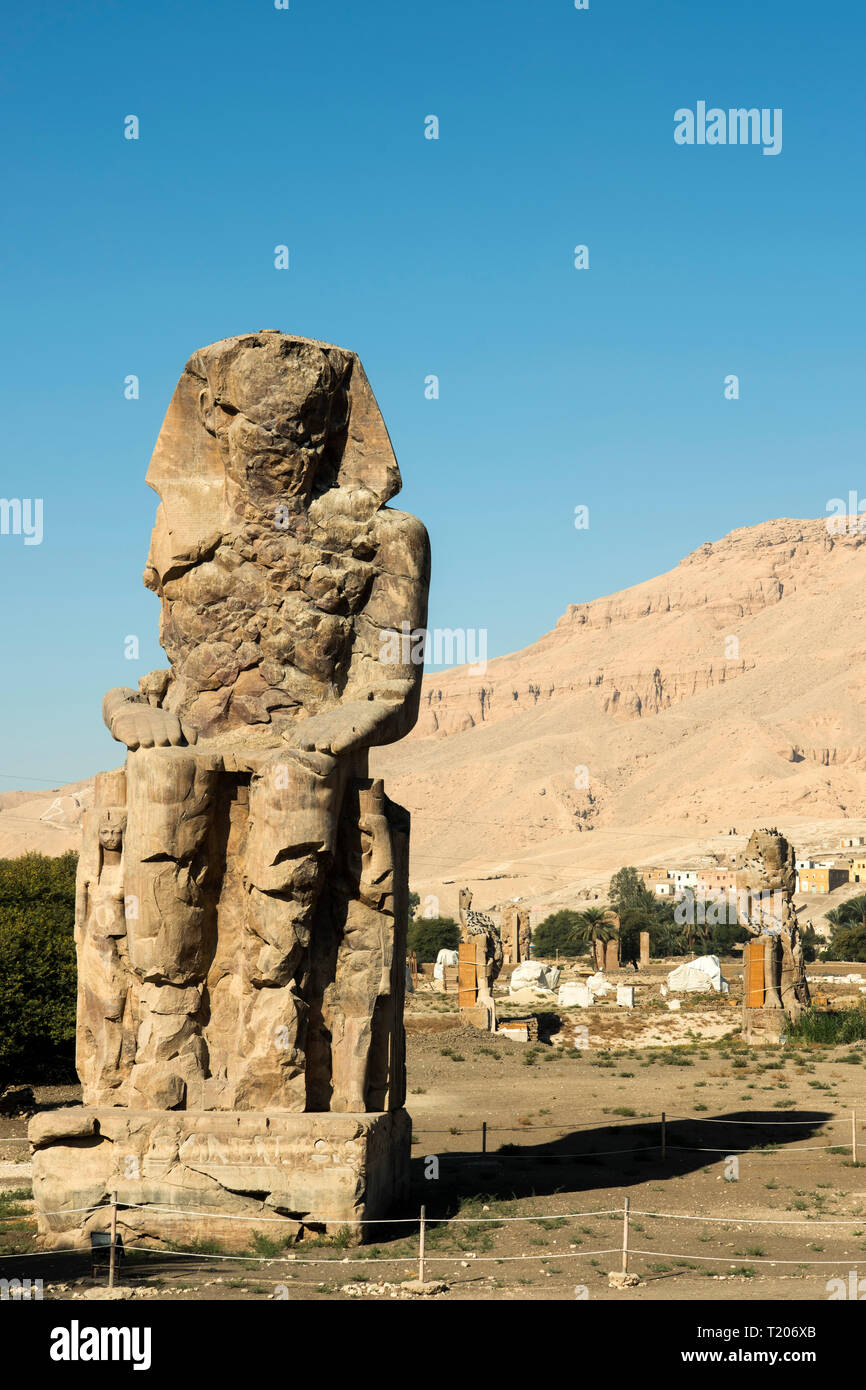 Egypte, Luxor, Westbank, Memnonkolosse, Banque D'Images
