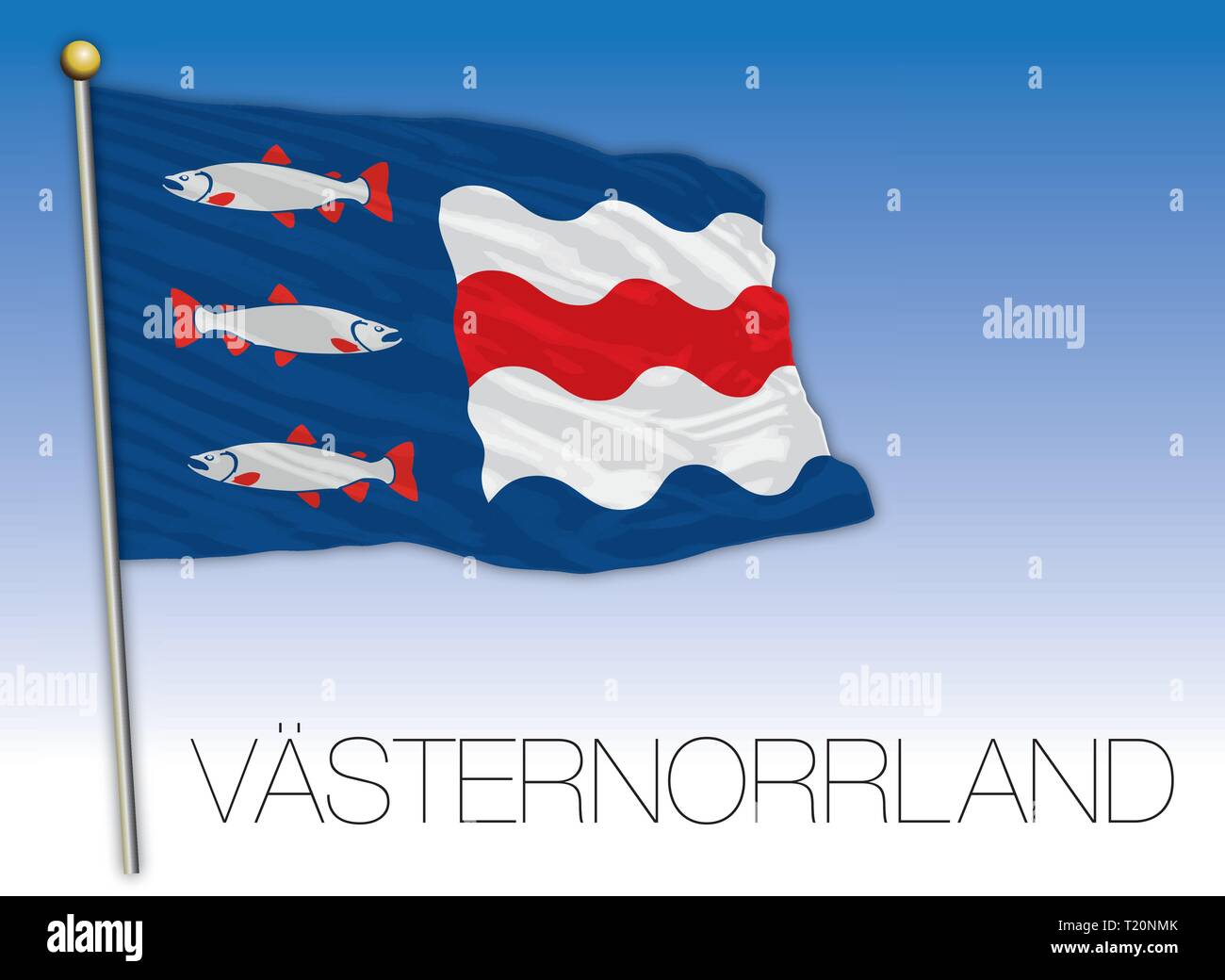 Drapeau régional de Västernorrland (Suède), vector illustration Illustration de Vecteur