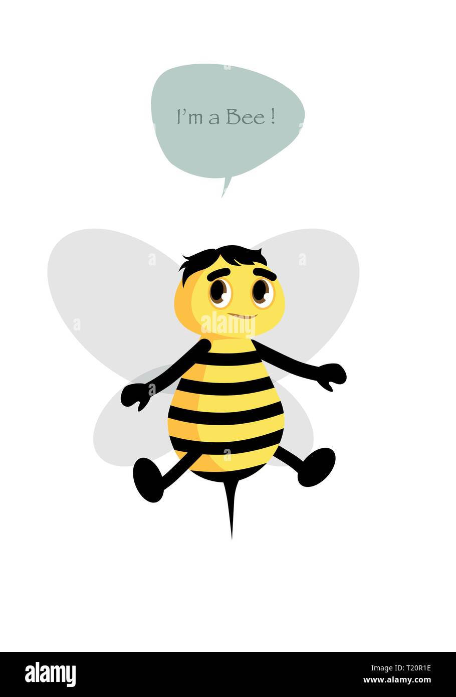 Cute bee isolé sur fond blanc et de bulle. Vector Illustration Illustration de Vecteur