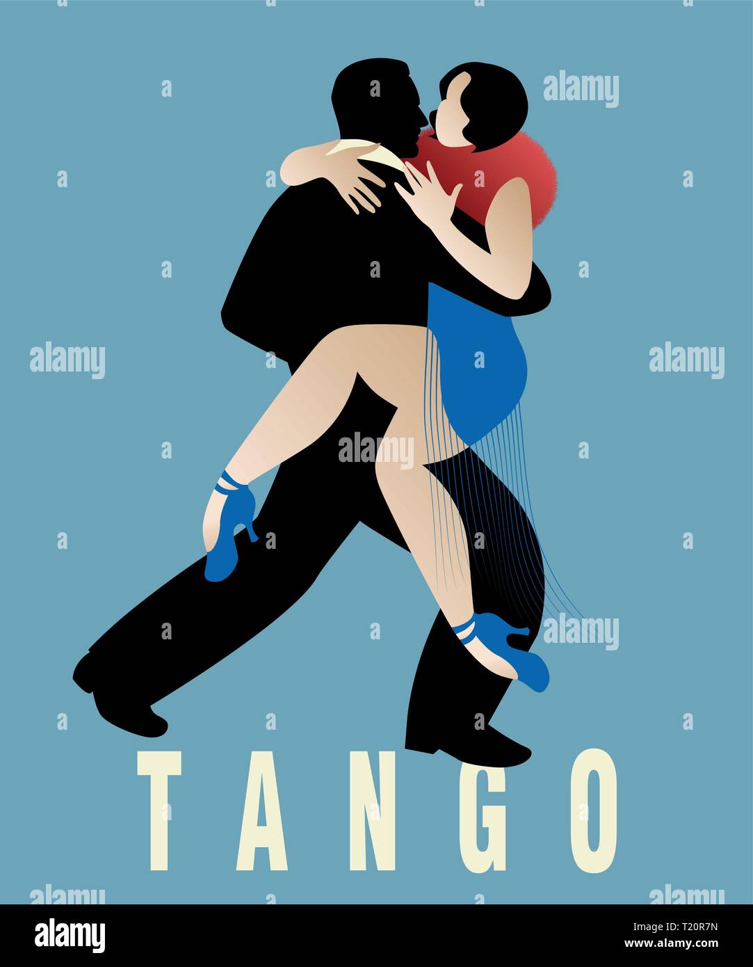Couple dancing tango argentin. Vector Illustration Illustration de Vecteur