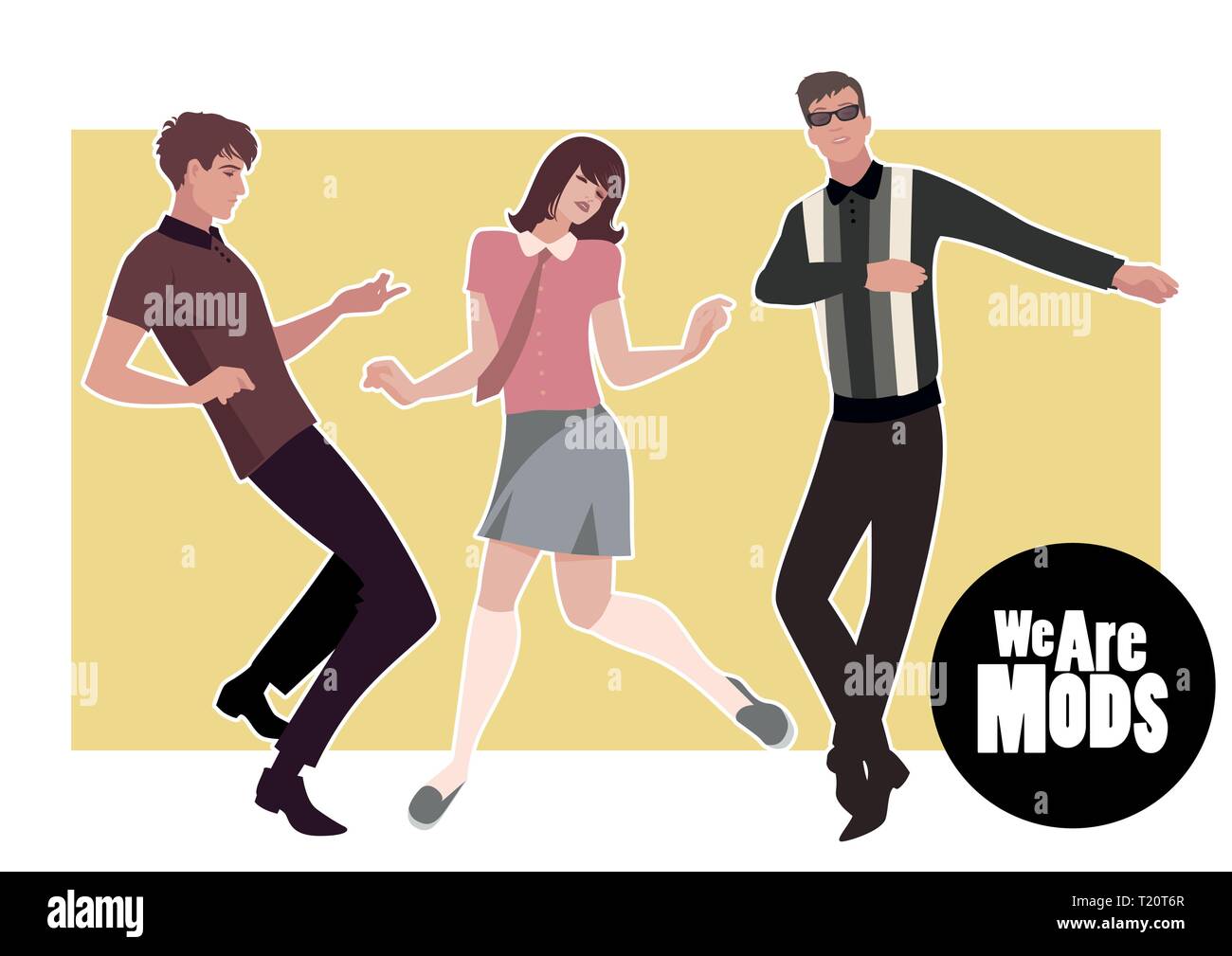 Nous sommes Mods. Les jeunes garçons et filles portant des vêtements rétro  dans les années 1960, Northern Soul dancing style Mod Image Vectorielle  Stock - Alamy