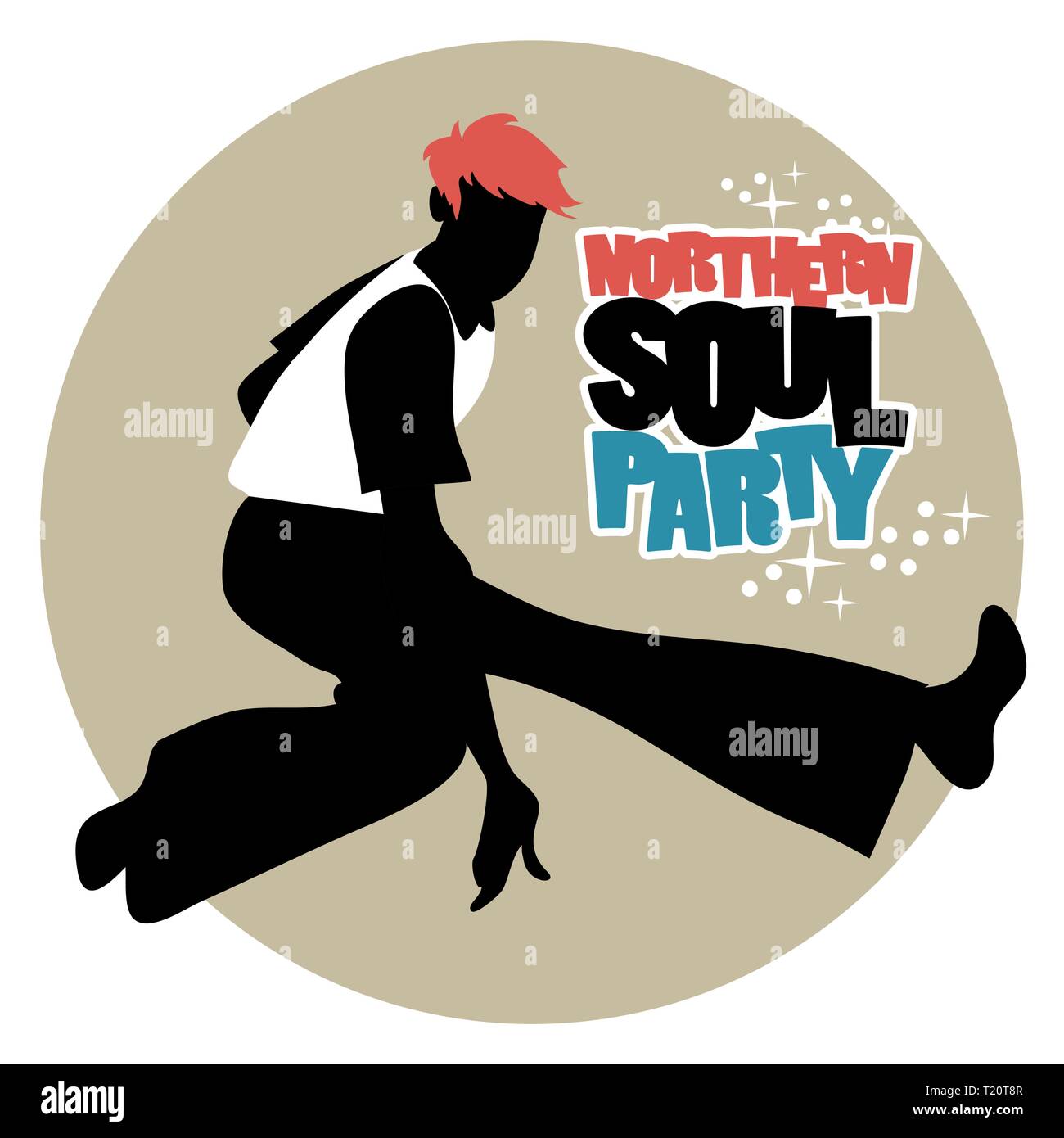 Silhouette de guy portant des pantalons larges, la danse de l'âme du Nord Illustration de Vecteur