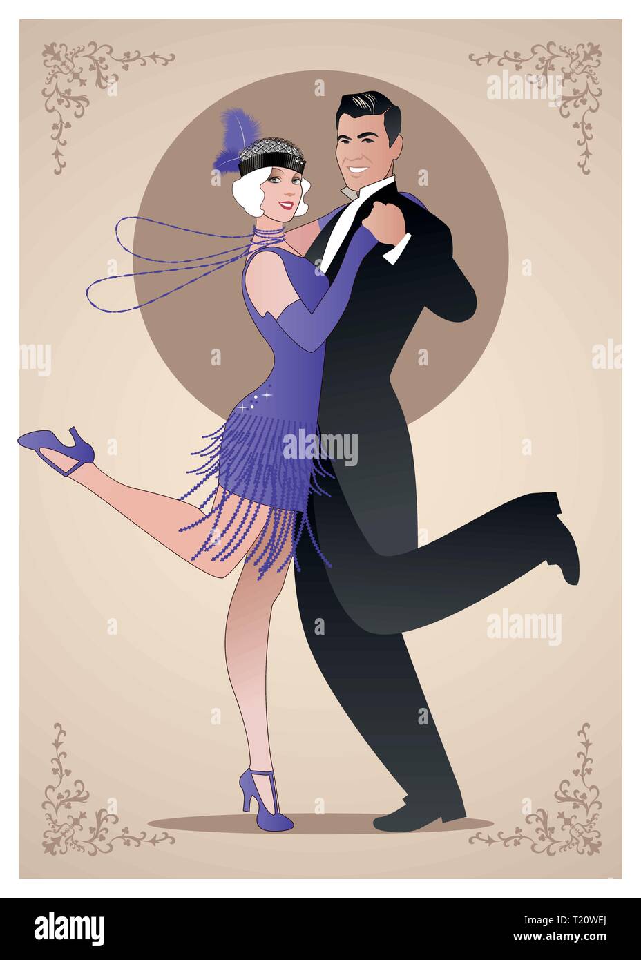 Couple portant des vetements dans le style des annees 20 dancing Charleston Image Vectorielle Stock Alamy