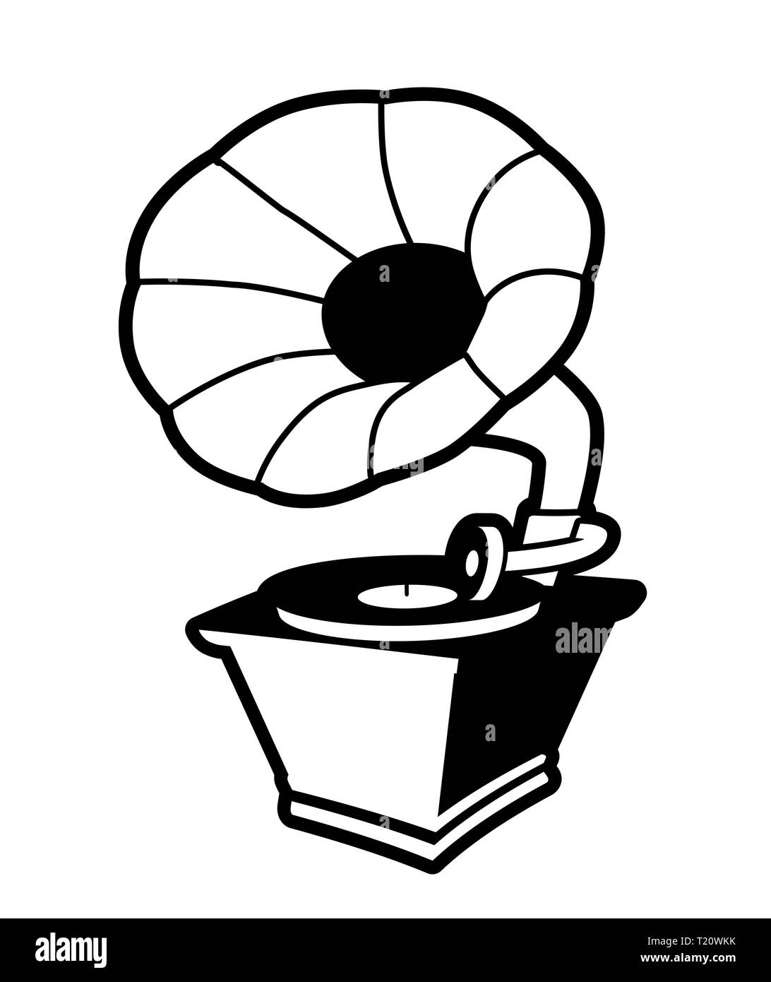 Gramophone Vintage isolé sur fond blanc Illustration de Vecteur