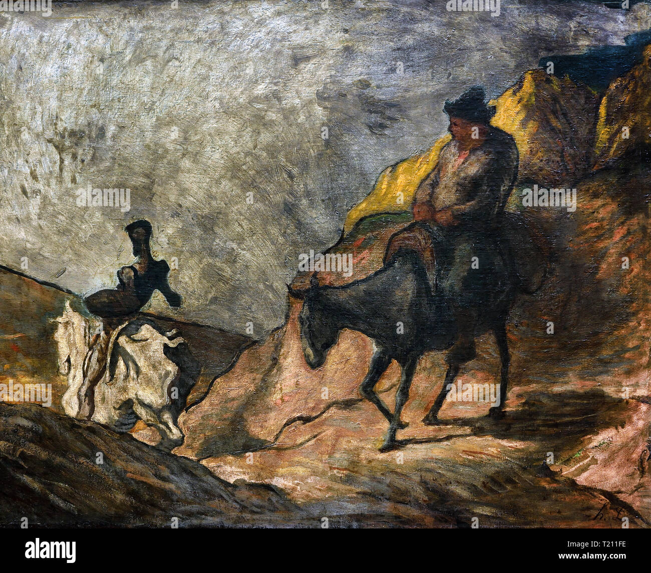 Don Quichotte et Sancho Panza par Honoré Daumier 1808-1879 ( Honoré-Victorin Daumier était un peintre, sculpteur et graveur français, dont de nombreuses œuvres offrent des commentaires sur la vie sociale et politique en France ) Banque D'Images