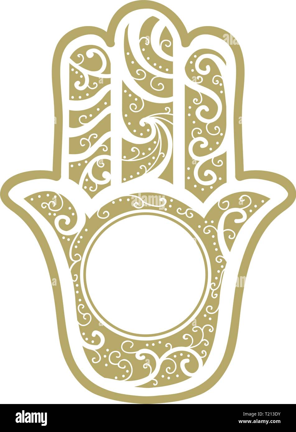 La main Hamsa, ancienne amulette du Moyen-Orient qui symbolise la main de Dieu. Illustration de Vecteur