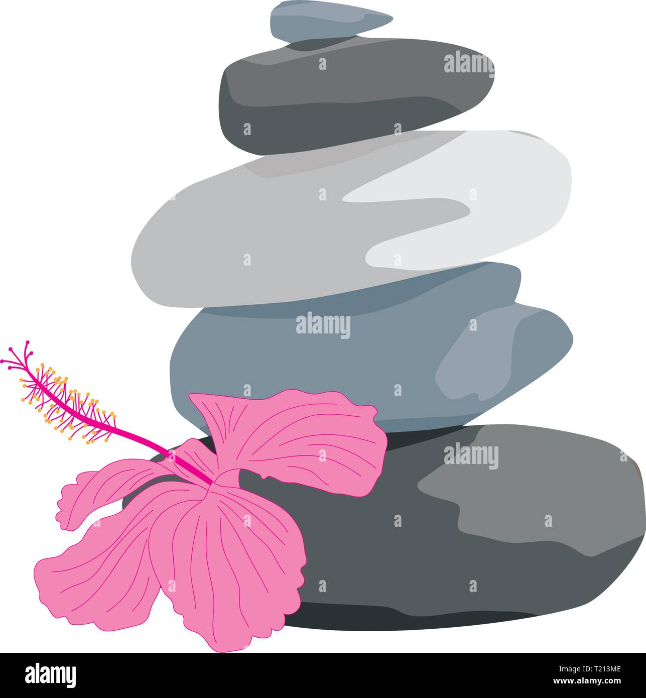 Pierres zen et fleurs d'hibiscus, vector illustration Illustration de Vecteur