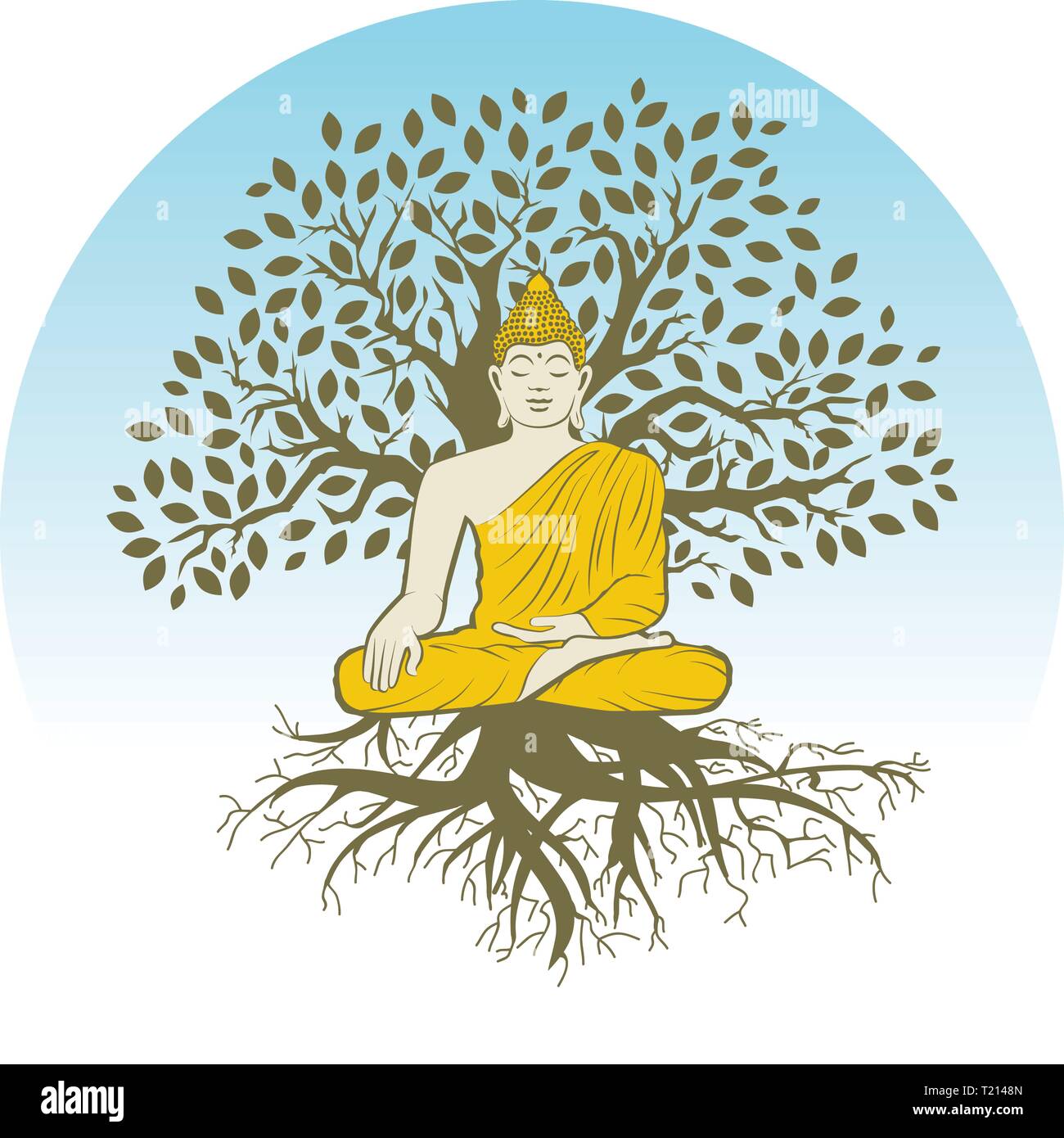 Bouddha et arbre de vie Illustration de Vecteur