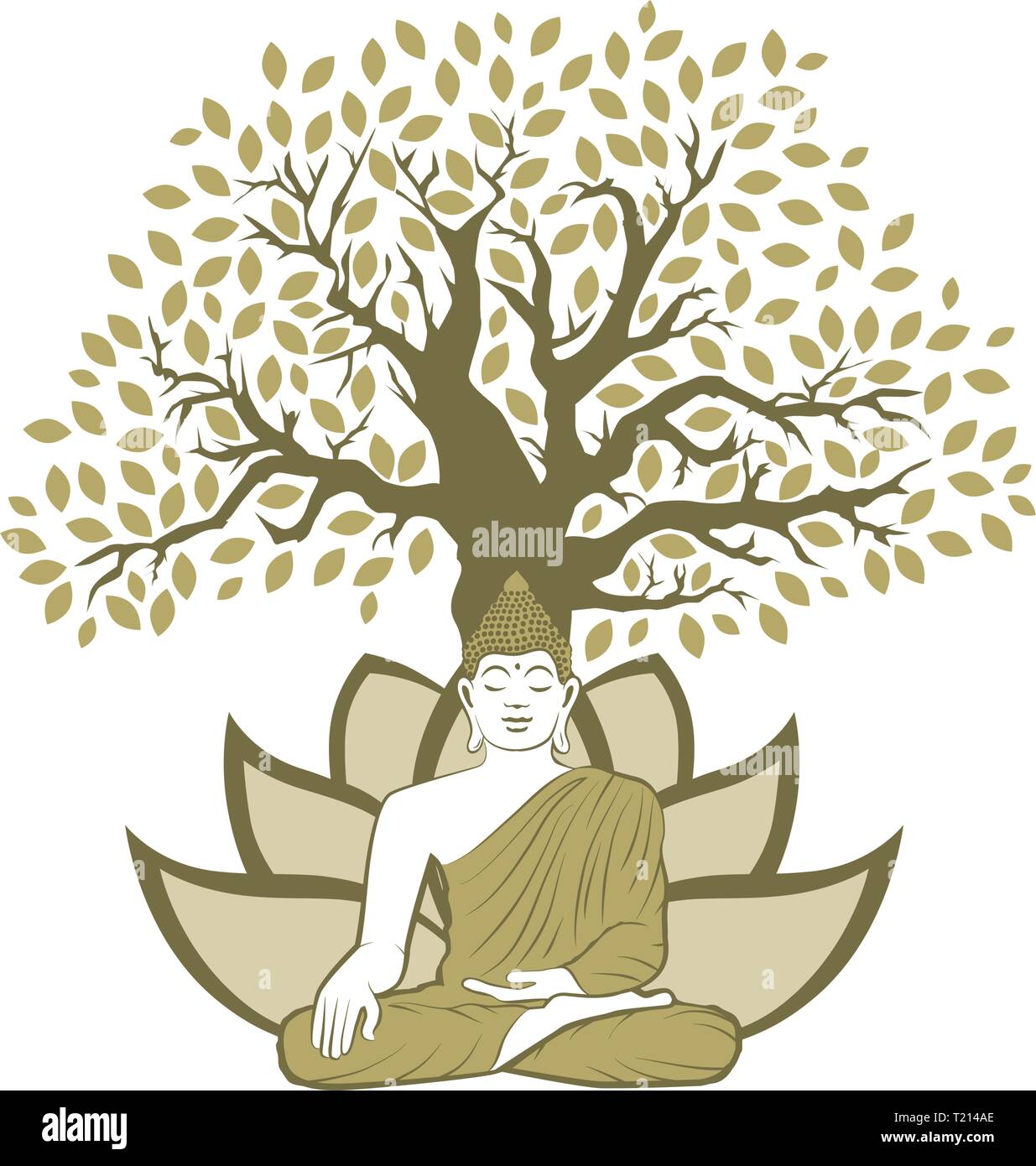 Bouddha et arbre de vie Illustration de Vecteur