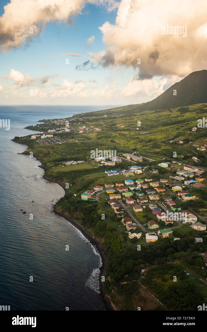 Caraïbes, Petites Antilles, St.Kitts et Nevis, vue aérienne de Saint Kitts Banque D'Images