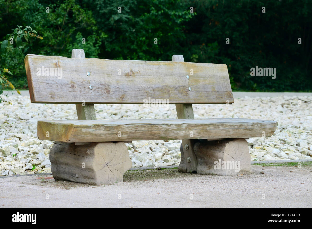 Banc en bois dans la région de park Banque D'Images