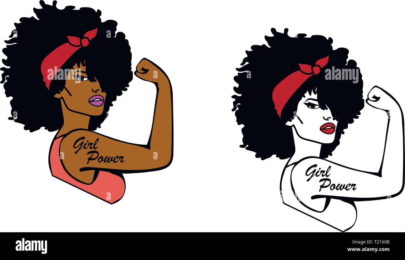 Rosie Girl Power, femme Afro, Rosie Riveter la Illustration de Vecteur