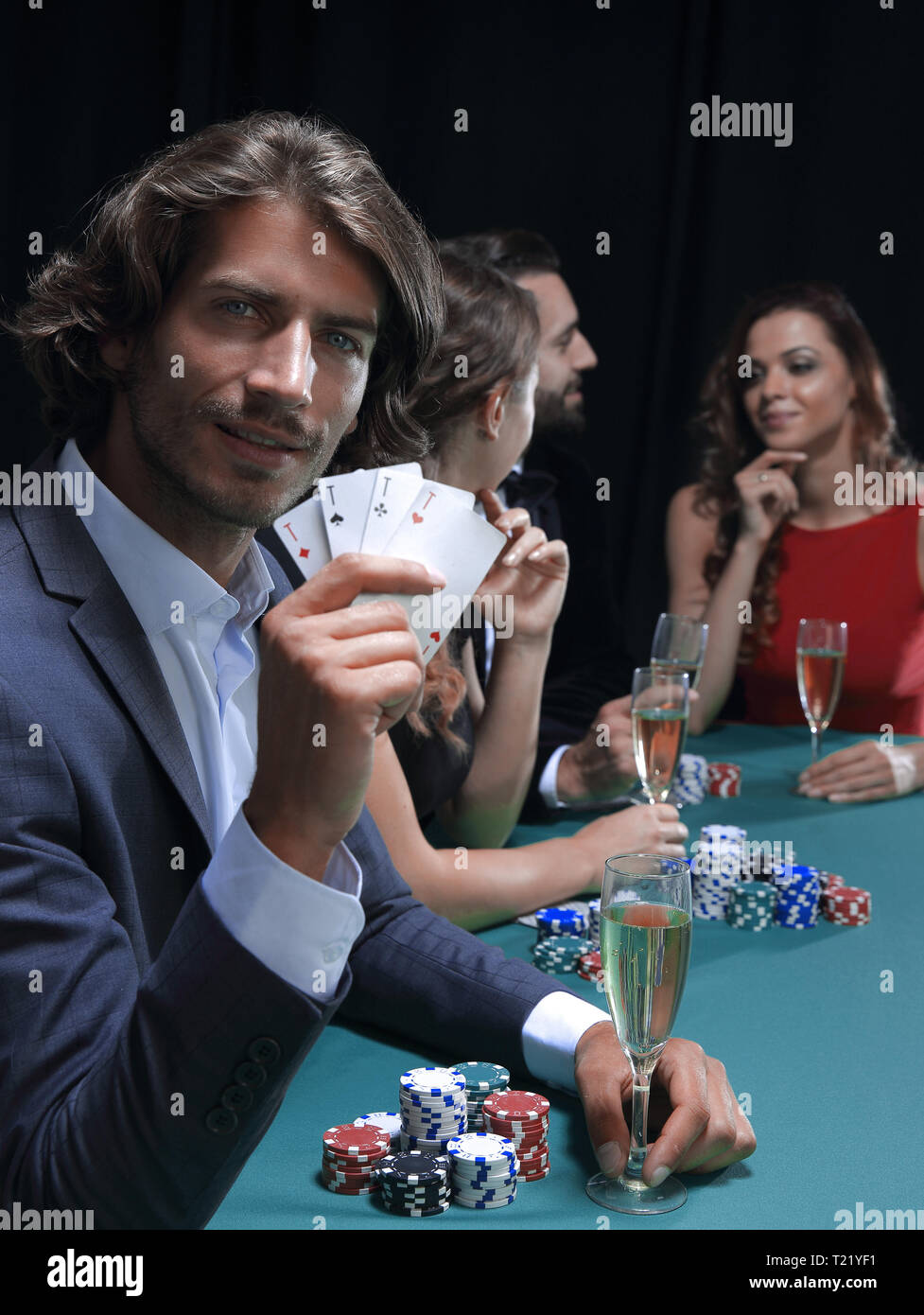 Groupe de joueurs de poker de sinistre Banque D'Images