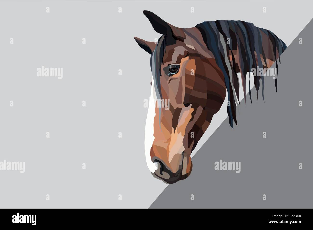 Tête de cheval brun sur fond gris Illustration de Vecteur