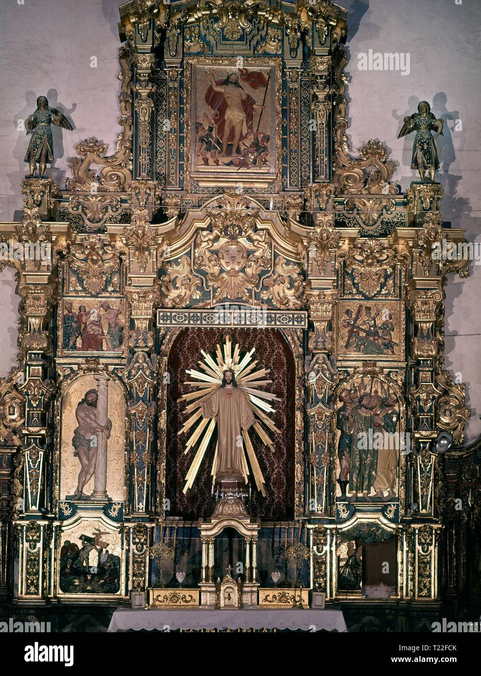 RETABLO BARROCO. Auteur : CARO HNOS. Lieu : EGLISE DE SAN FRANCISCO. Lorca. MURCIA. L'ESPAGNE. Banque D'Images