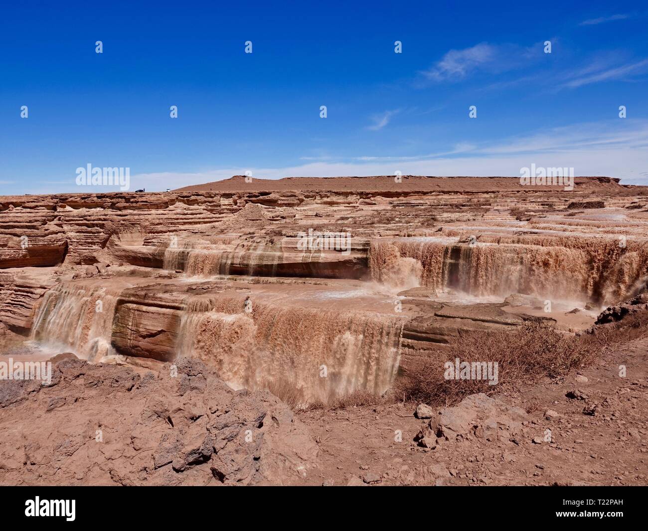 Grand Falls, sait aussi que le chocolat Falls, sur la Réserve Navajo, Little Colorado River, Arizona. Banque D'Images