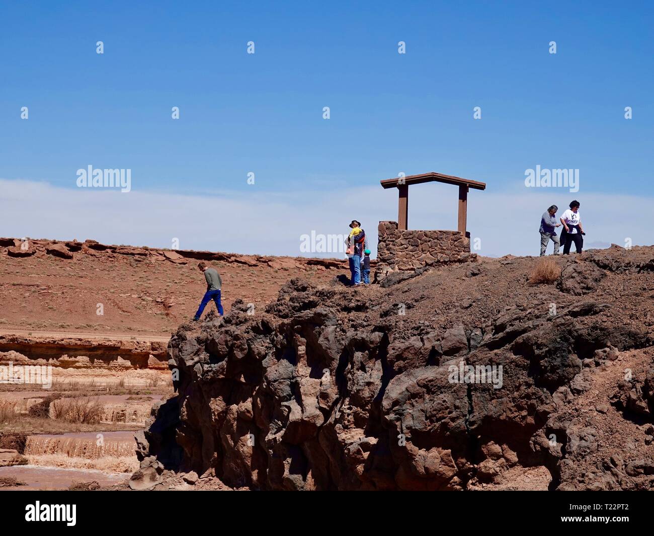 Grand Falls, sait aussi que le chocolat Falls, sur la Réserve Navajo, Little Colorado River, Arizona. Banque D'Images