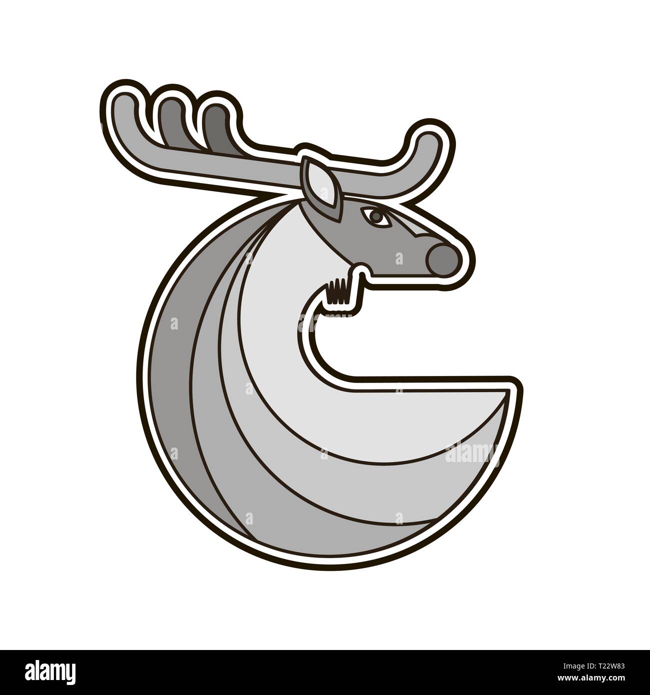 Icône ronde cerf gris Illustration de Vecteur