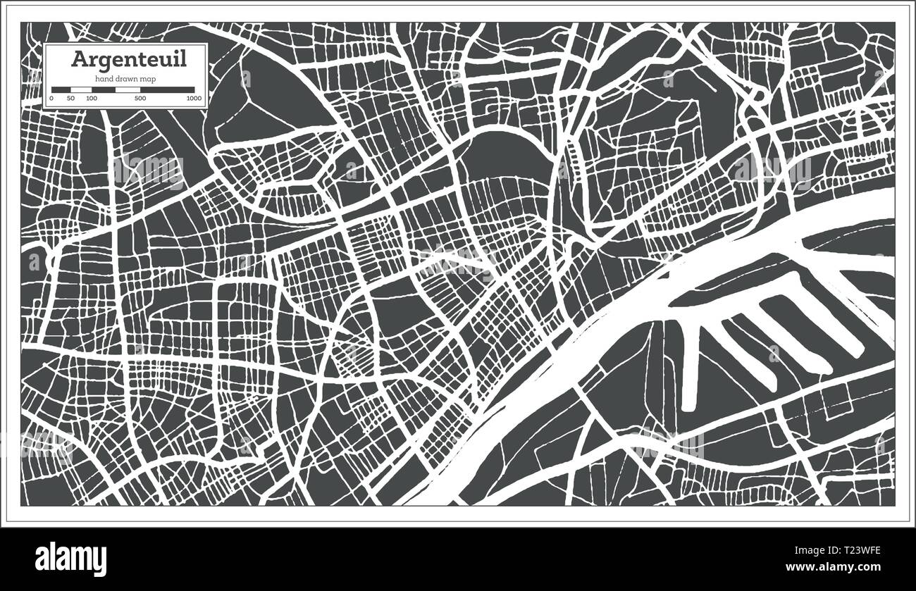Argenteuil France Plan de ville en style rétro. Une carte de Noël. Vector Illustration. Illustration de Vecteur