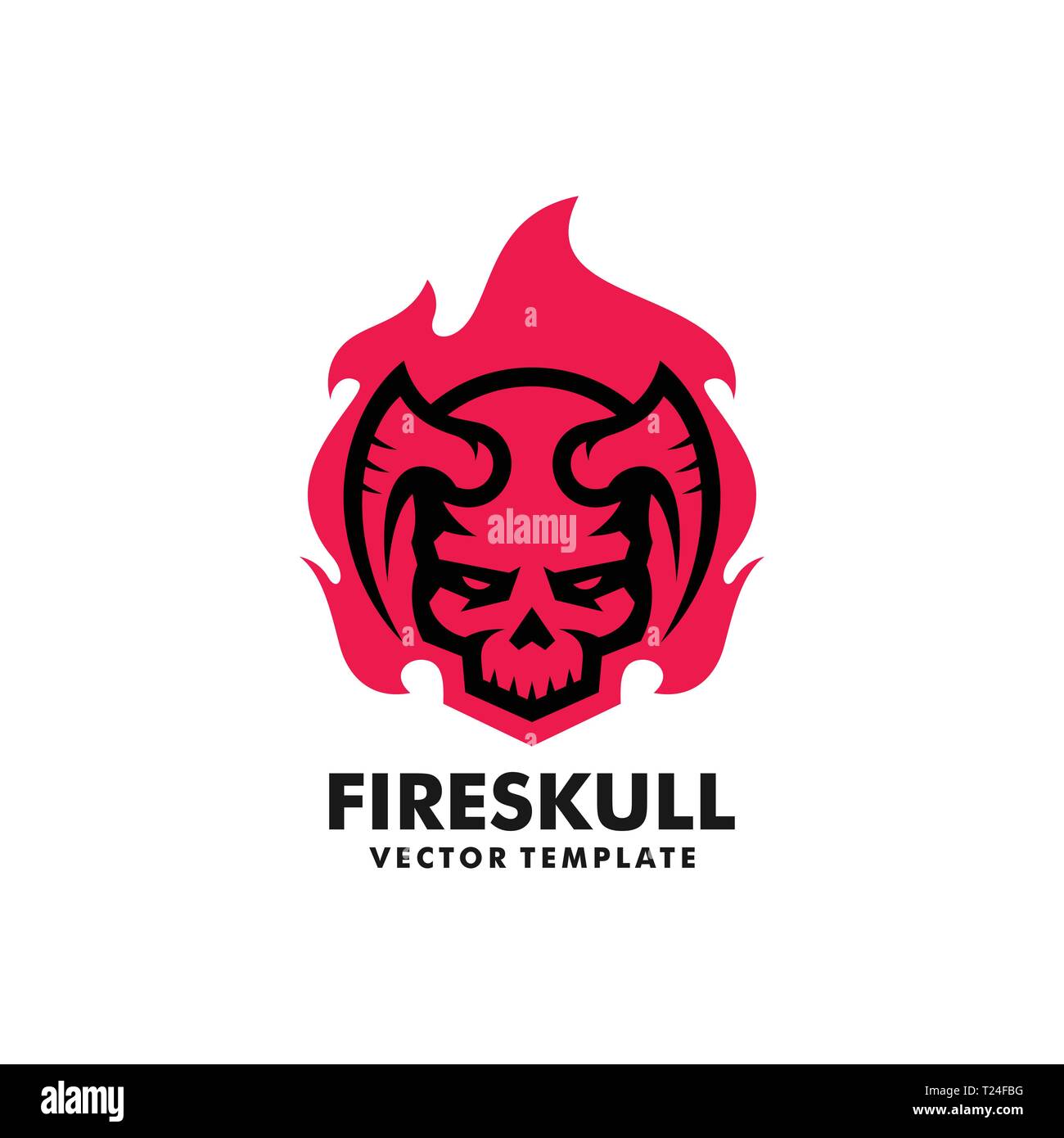 Fire skull Concept illustration vector modèle. Convient pour l'industrie créative, multimédia, animation, formation, boutique, et tous les b Illustration de Vecteur