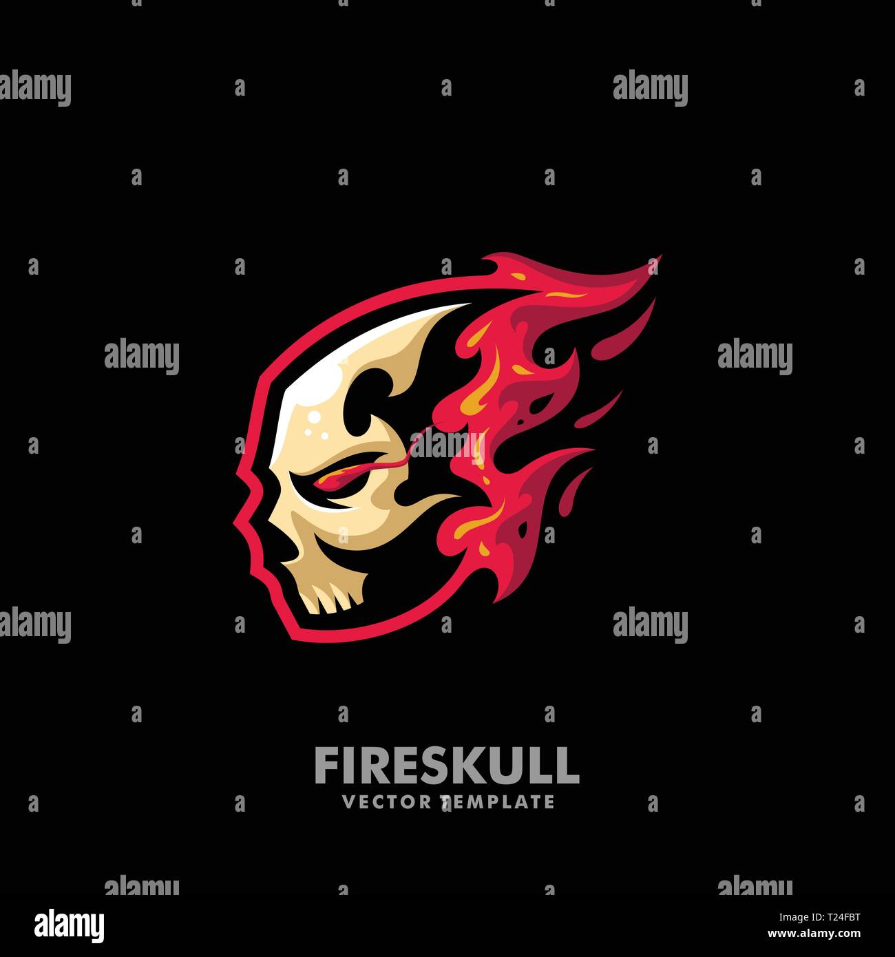 Fire skull illustration vecteur conception concept modèle. Convient pour l'industrie créative, multimédia, animation, formation, boutique, et tous les b Illustration de Vecteur