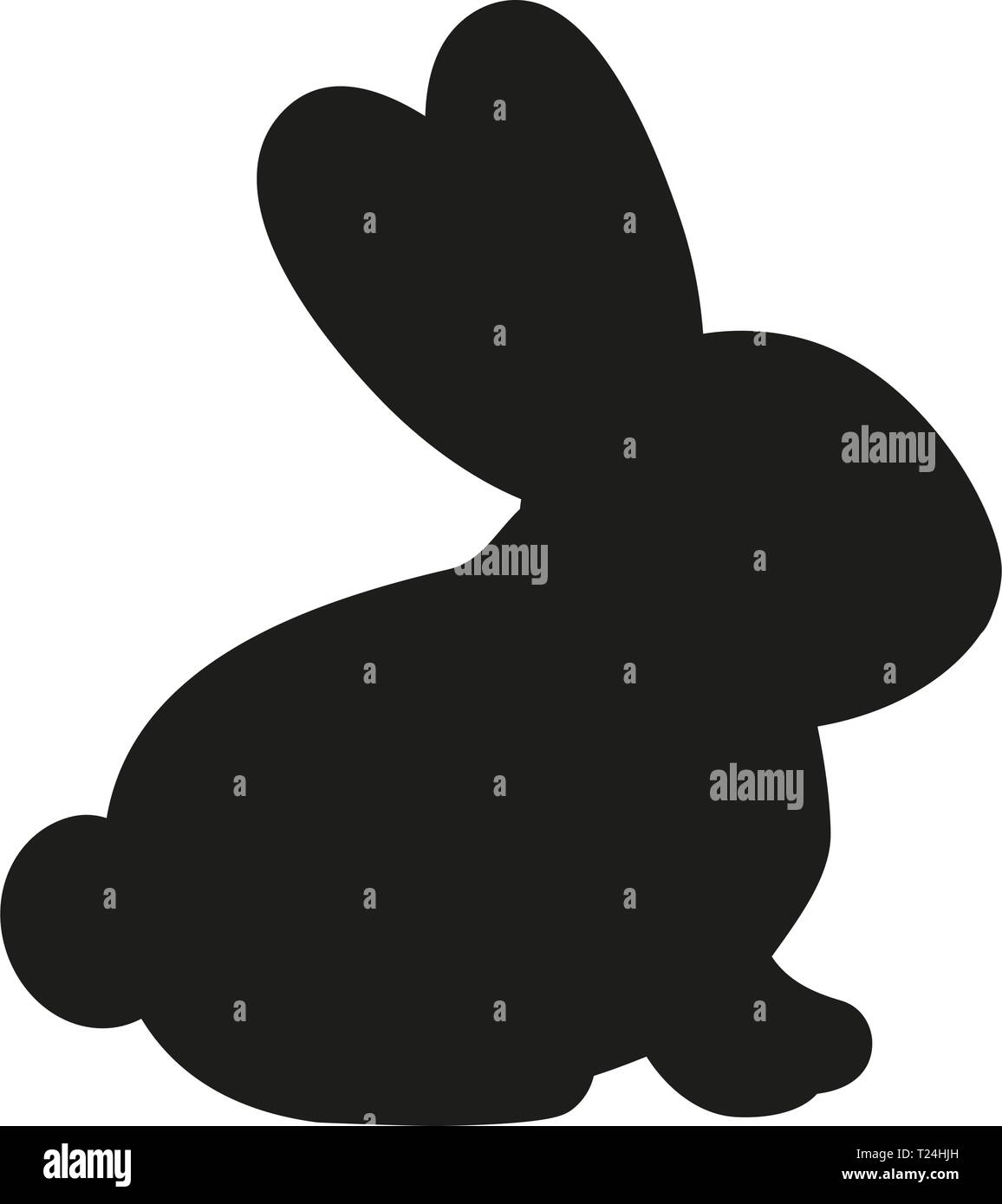 Vue côté noir et blanc silhouette de lapin Illustration de Vecteur