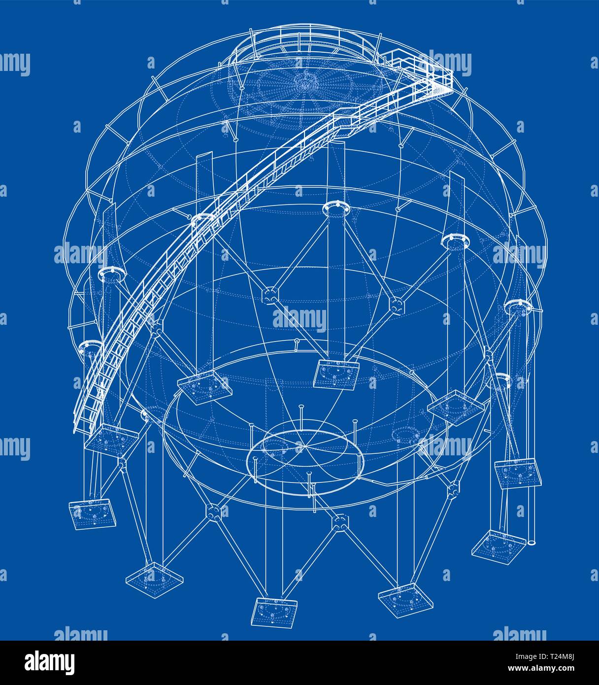 Réservoir de gaz sphérique contour. Vector Illustration de Vecteur