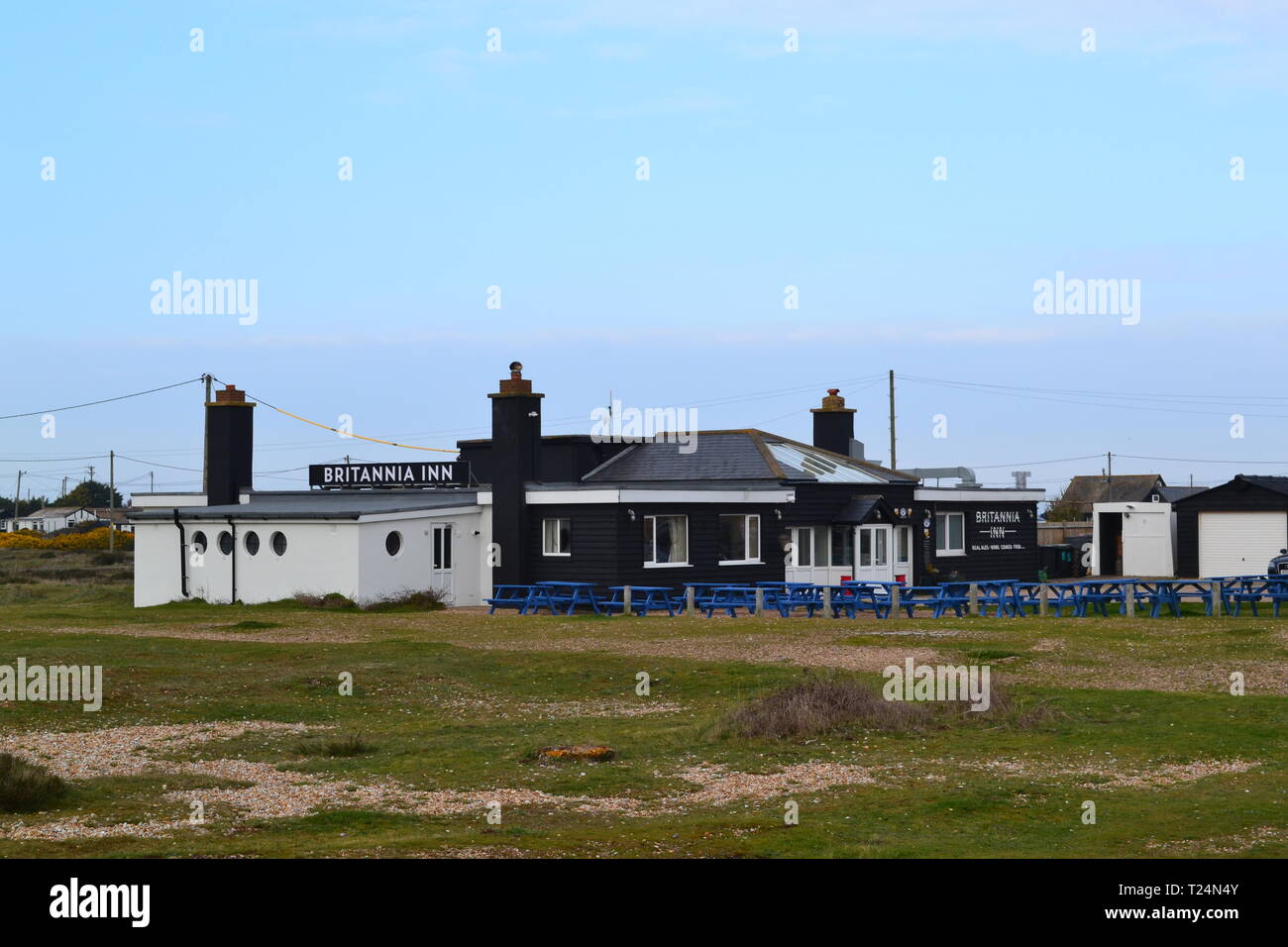 Le Britannia Inn, qui a un décor superbe et la nourriture à près de dormeur le vieux Phare et Dymchurch Railway terminus. Près de manche Banque D'Images