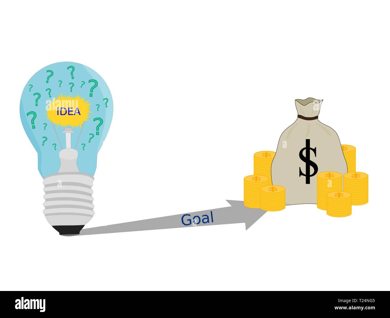 Idée d'entreprise isolé succès ampoule lucratif money concept Illustration de Vecteur