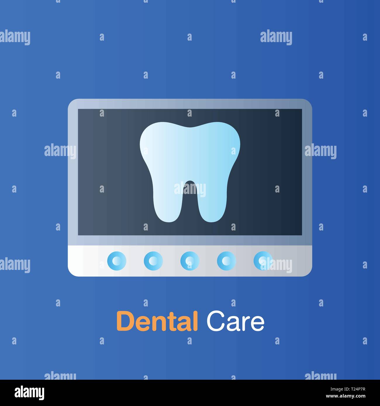 Concept de soins dentaires. Tooth X-ray, prévention, contrôle et traitement dentaire. Vector illustration. Illustration de Vecteur