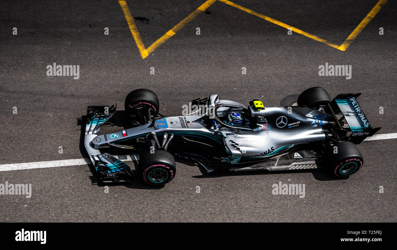 Monte Carlo / Monaco - 05/24/2018 - # 77 Valtteri Bottas (FIN) dans son Merceres AMG Petronas w09 lors de l'ouverture de la journée d'action pratique de l'avant de la 20 Banque D'Images