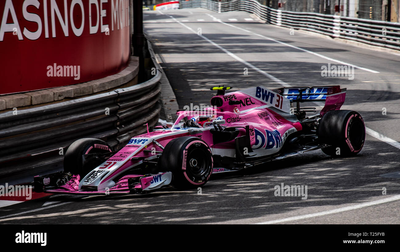 Monte Carlo / Monaco - 05/24/2018 - # 31 Esteban OCON (FRA) dans sa Force India VJM11 pendant le jour de l'ouverture en avance sur le 2018 Monaco Grand Pri Banque D'Images