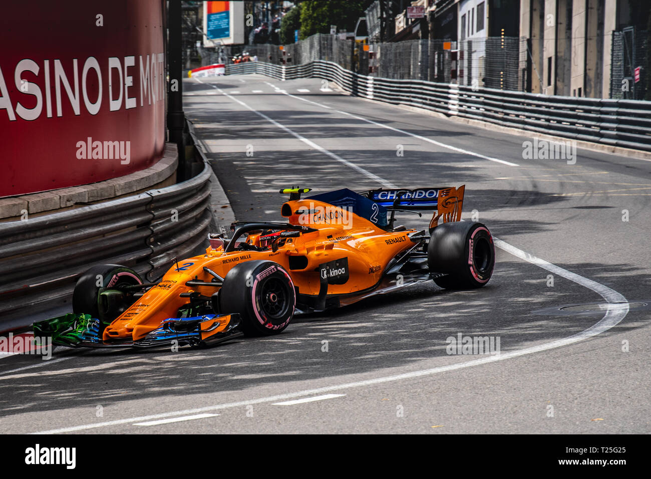 Monte Carlo / Monaco - 05/24/2018 - # 2 Stoffel Vandoorn (BEL) dans son papaya orange McLaren-Renault MCL33 pendant le jour de l'ouverture en avance sur la Banque D'Images