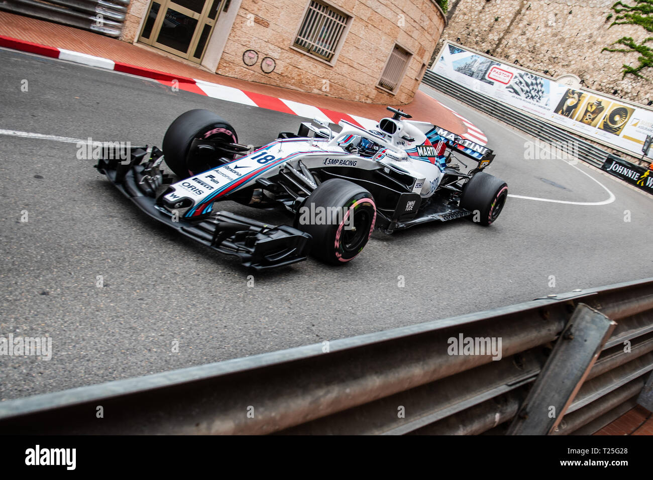 Monte Carlo / Monaco - 05/24/2018 - # 18 Promenade Lance (CAN) dans sa Williams FW41 pendant le jour de l'ouverture en avance sur le Grand Prix de Monaco 2018 Banque D'Images
