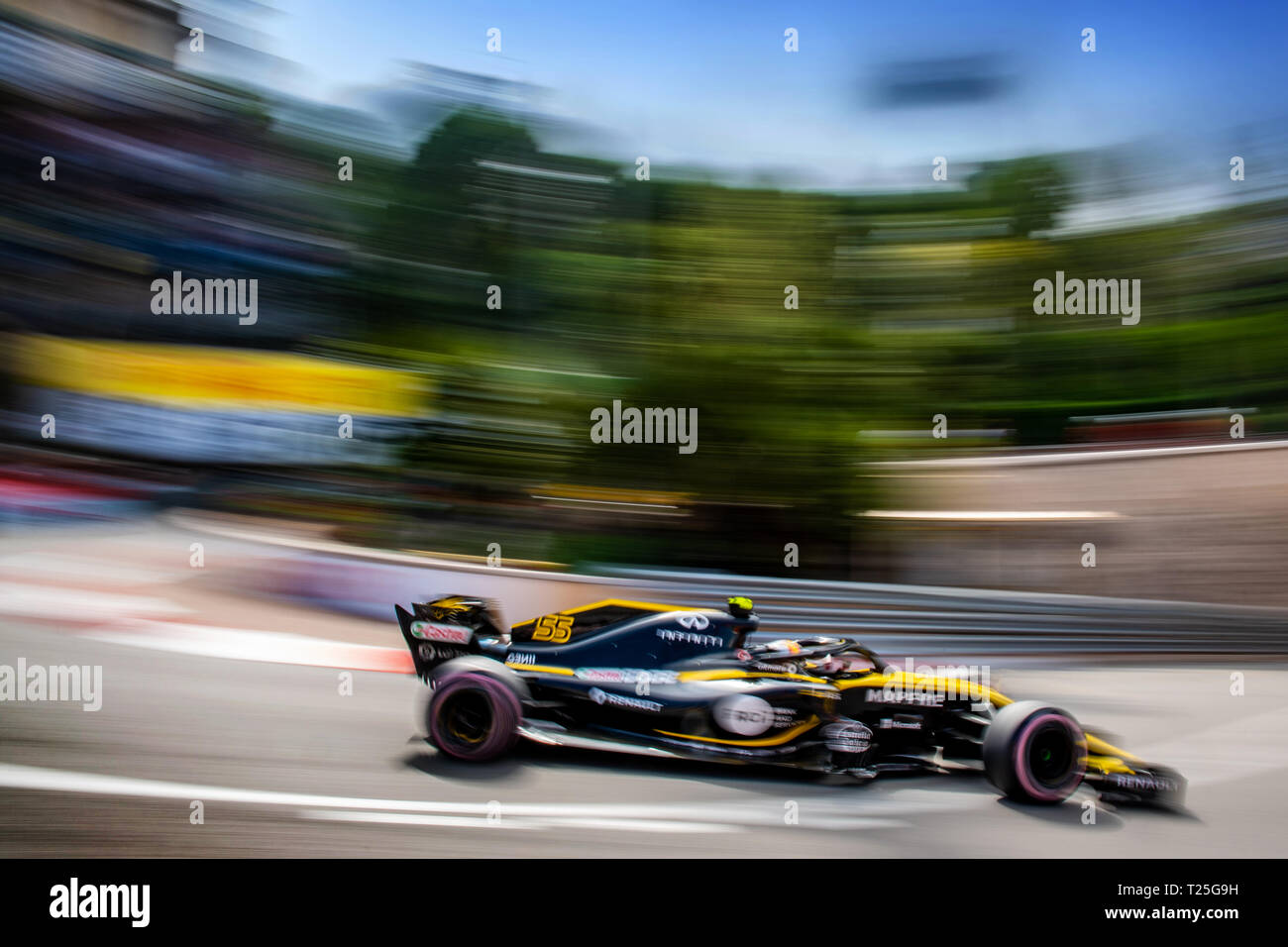 Monte Carlo / Monaco - 05/24/2018 - # 55 Carlos Sainz (ESP) dans sa Renault L.R. 18 pendant le jour de l'ouverture en avance sur le Grand Prix de Monaco 2018 Banque D'Images