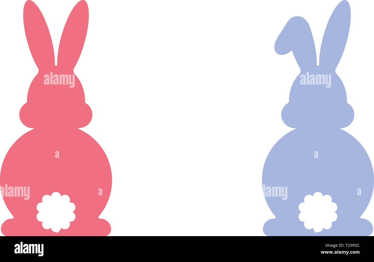 Deux silhouettes de lapin pour Pâques Illustration de Vecteur