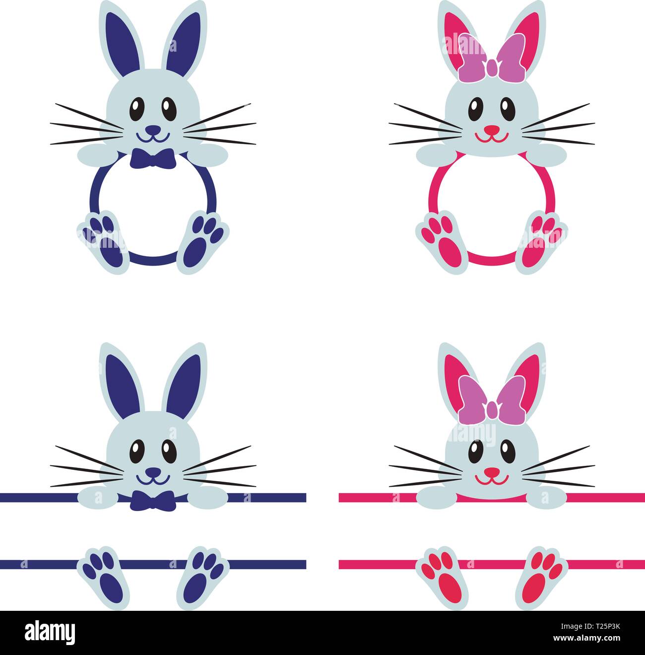 Bunny avec monogrammes pour Pâques Illustration de Vecteur