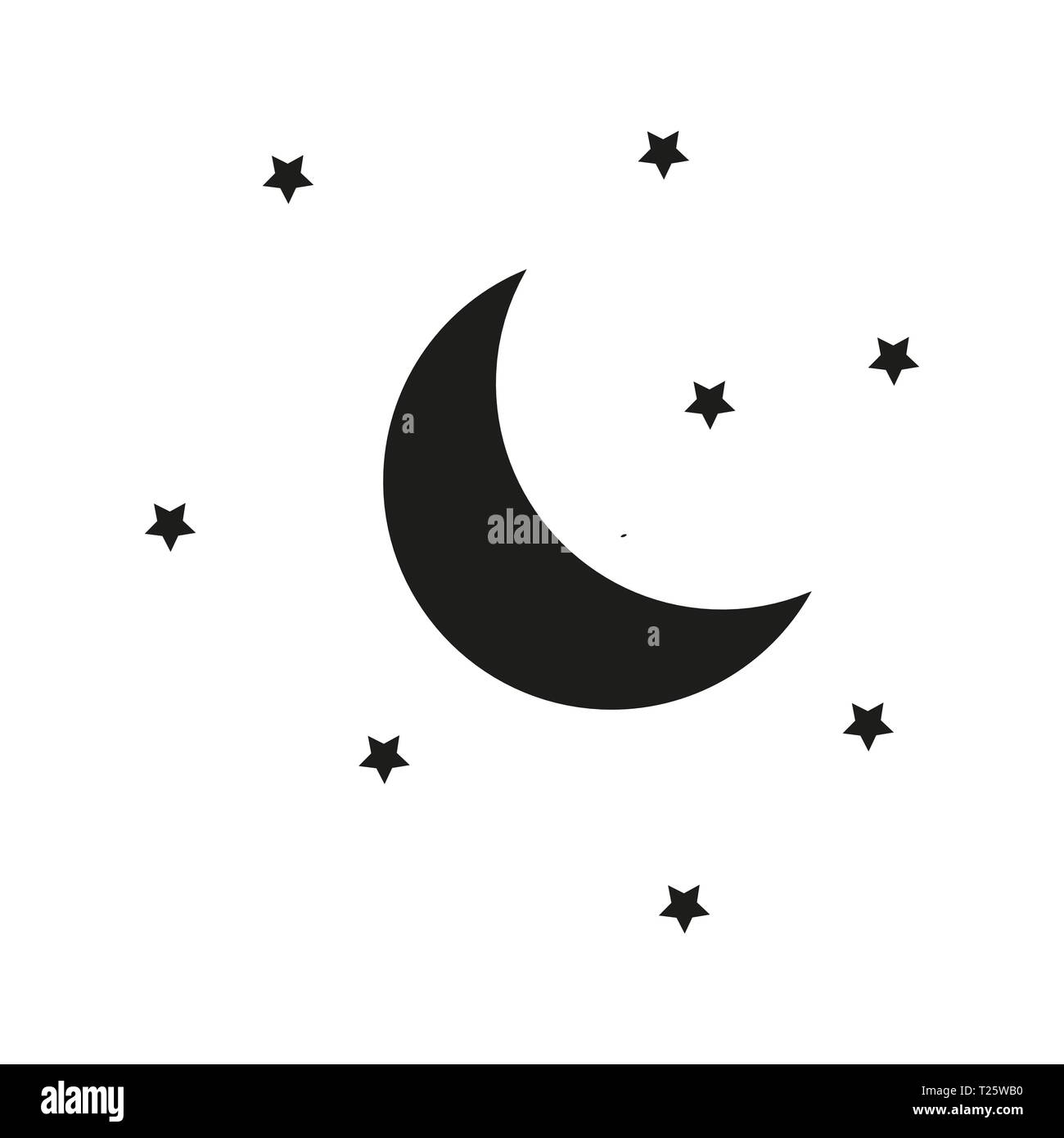 Lune et étoiles nuit vector illustration. Illustration de Vecteur