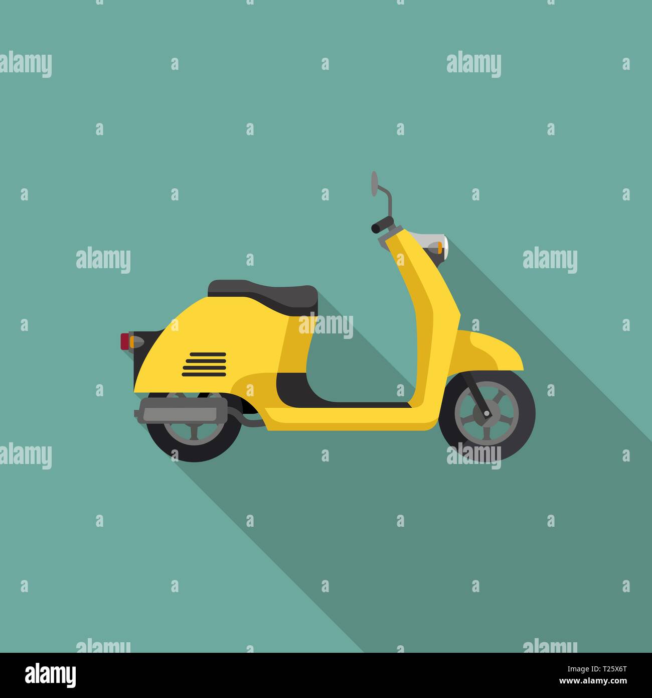 Scooter rétro jaune Illustration de Vecteur