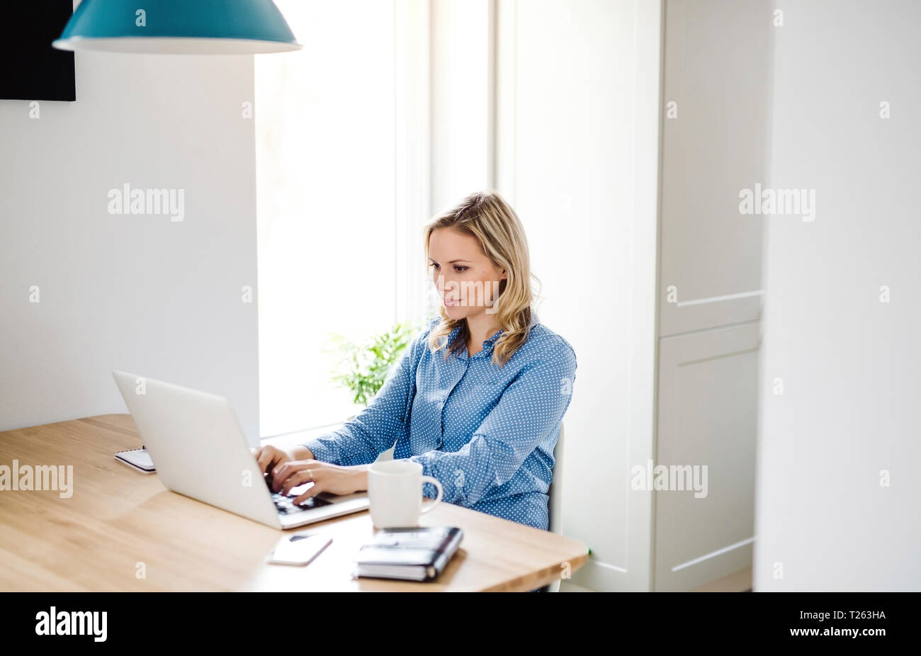 Woman working at home Banque D'Images