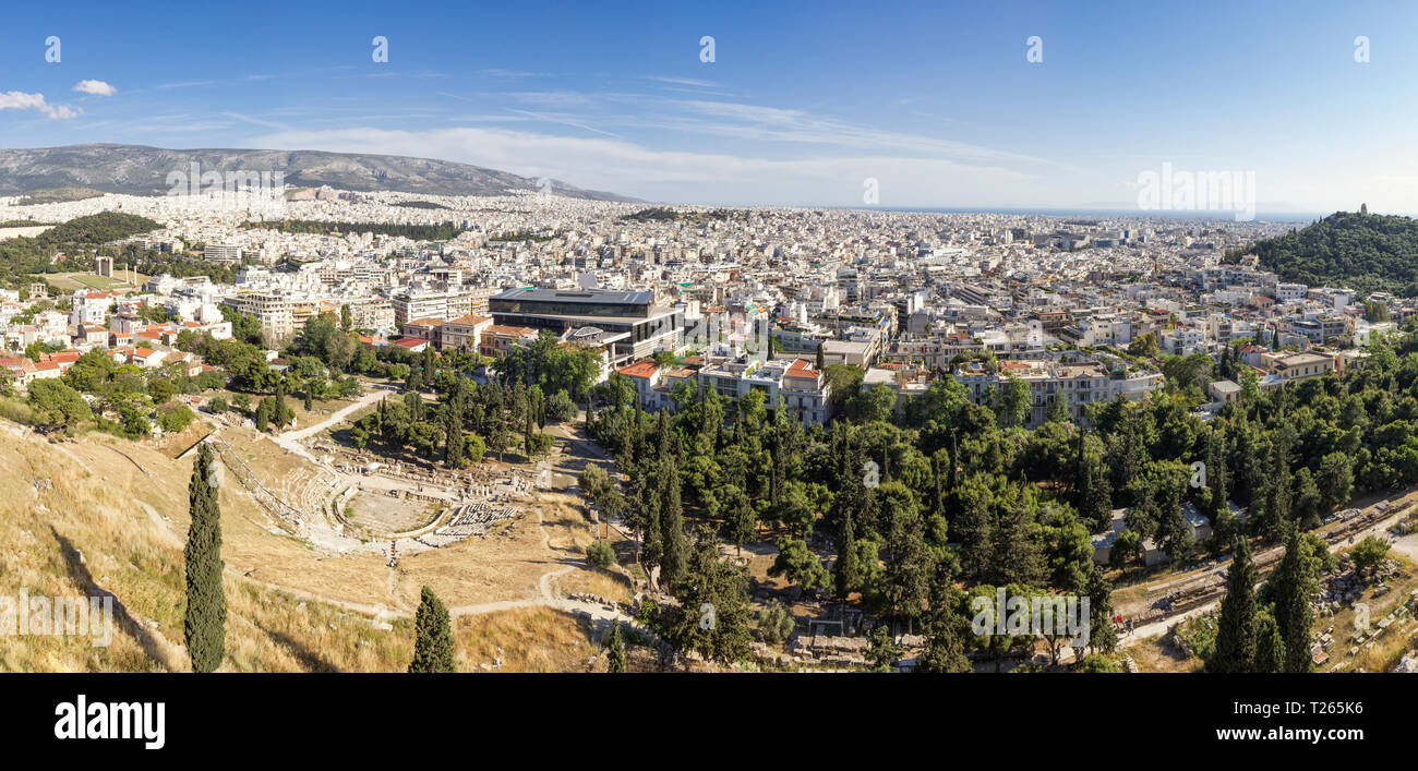 Grèce, Athènes, panorama, vue depuis la colline de l'Acropole Banque D'Images