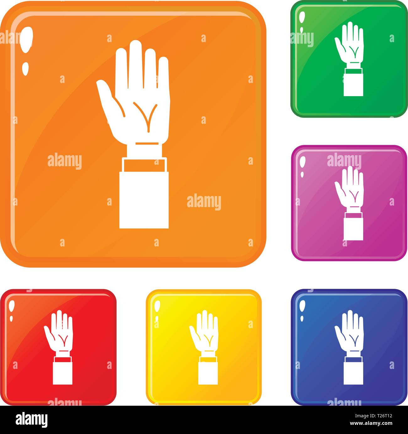 Les mains en l'icons set vector color Illustration de Vecteur