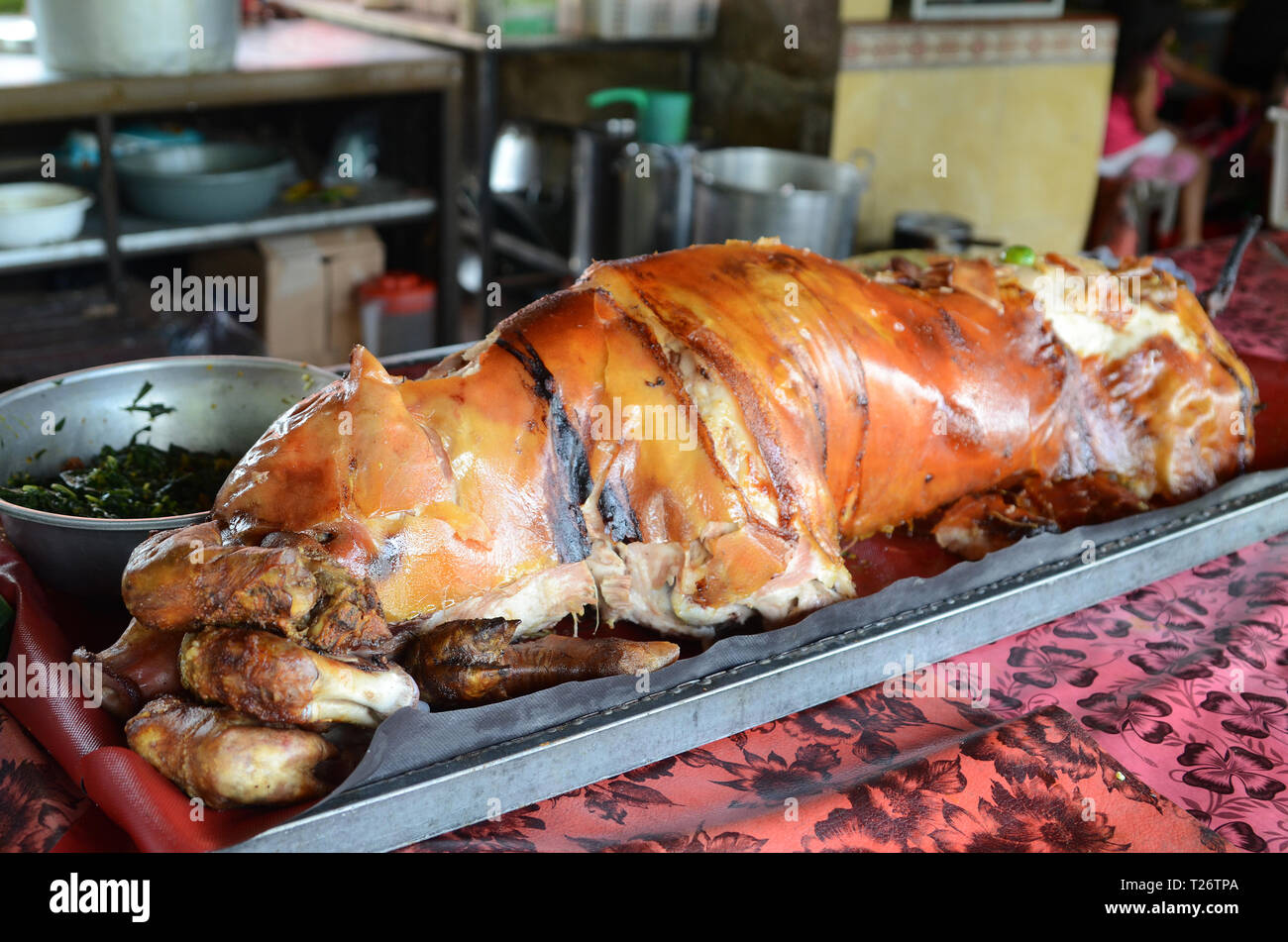 Babi guling cochon de lait, un aliment traditionnel Balinais Banque D'Images