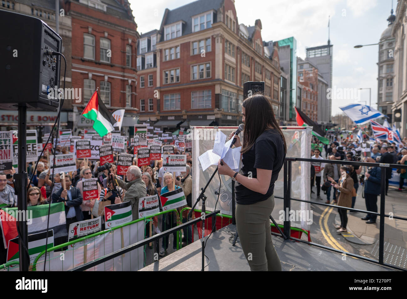Londres, Royaume-Uni. 30 mars 2019. Une manifestation pro-Palestine (exister, résister à l'extérieur) de retour de l'ambassade d'Israël à Londres. Date de la photo : Samedi, Mars 30, 2019. Photo : Roger Garfield/Alamy Live News Crédit : Roger Garfield/Alamy Live News Banque D'Images