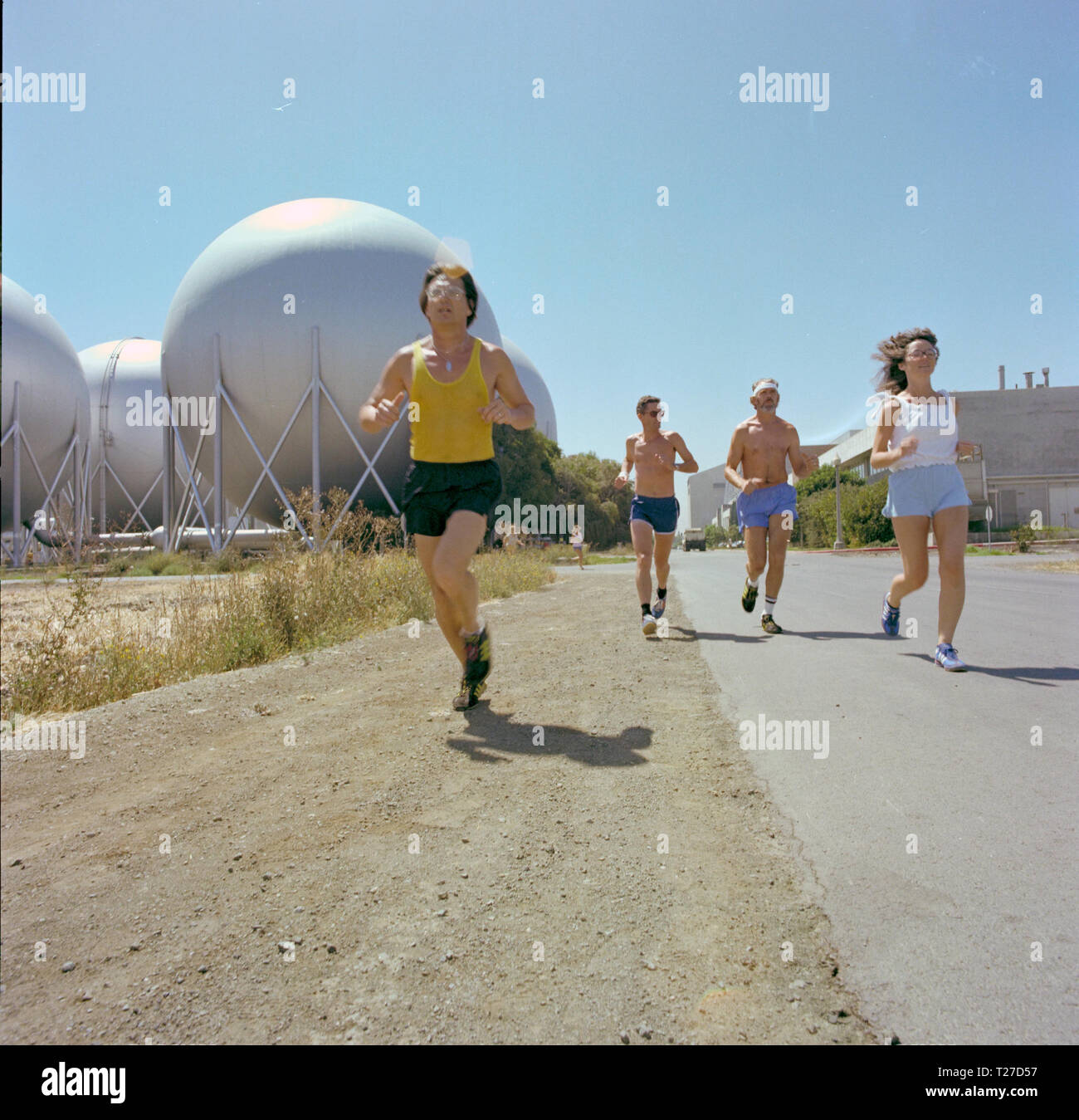 Employés jogging à Ames Research Center de ca. Juillet 1979 Banque D'Images