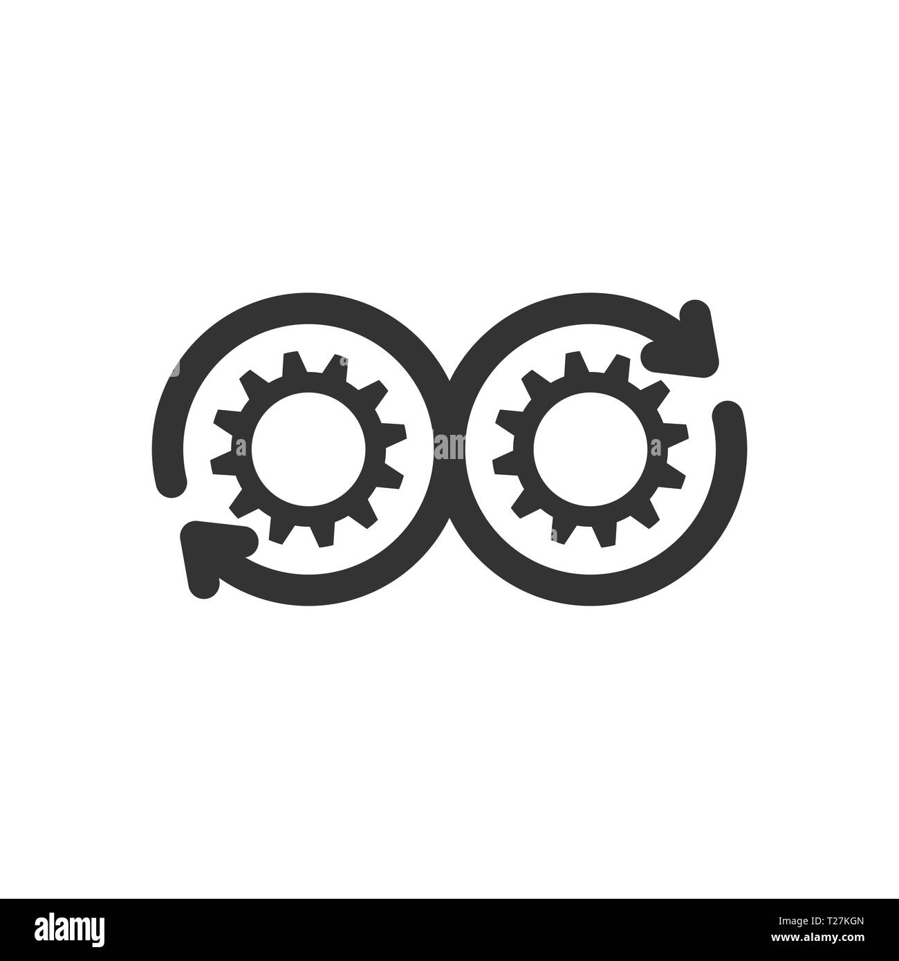 L'icône de développement en télévision style. Vector illustration Devops sur blanc fond isolé. Cog avec flèche concept d'entreprise. Illustration de Vecteur