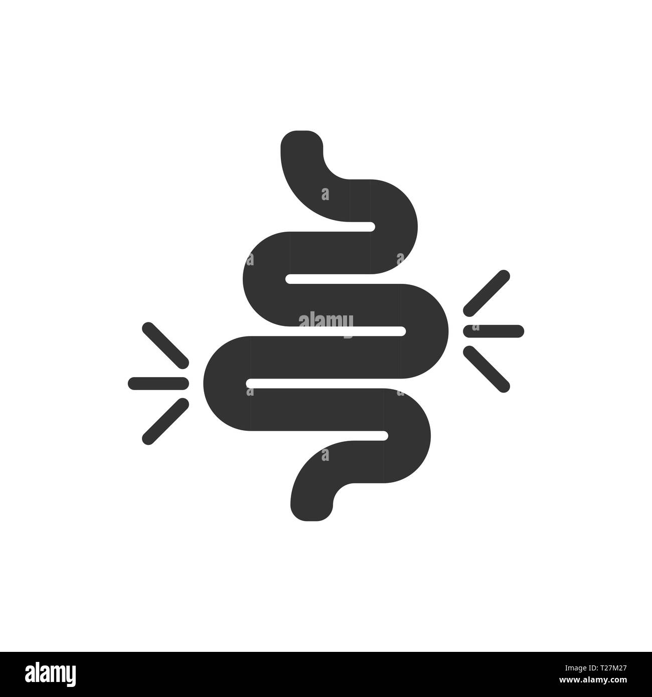 La constipation intestinale dans l'icône de style plat. Illustration vecteur de colite sur blanc fond isolé. Concept d'entreprise de l'estomac. Illustration de Vecteur