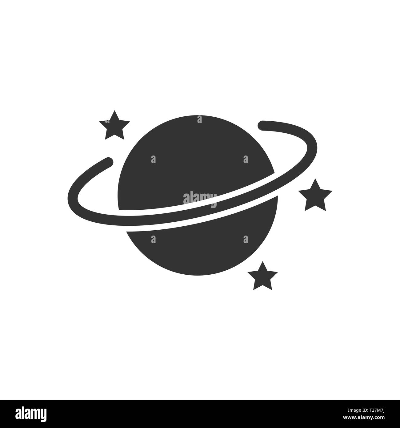 Saturne en icône style plat. Planète vector illustration sur fond blanc isolé. Espace Galaxy concept d'entreprise. Illustration de Vecteur